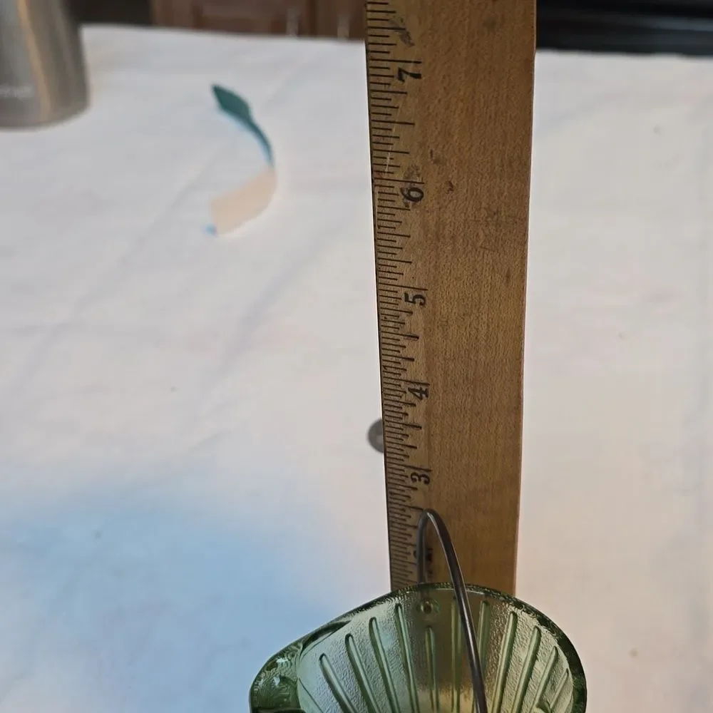 Vintage Hazel Atlas Little Coal Bucket Ashtray With Handle Green Glass 2